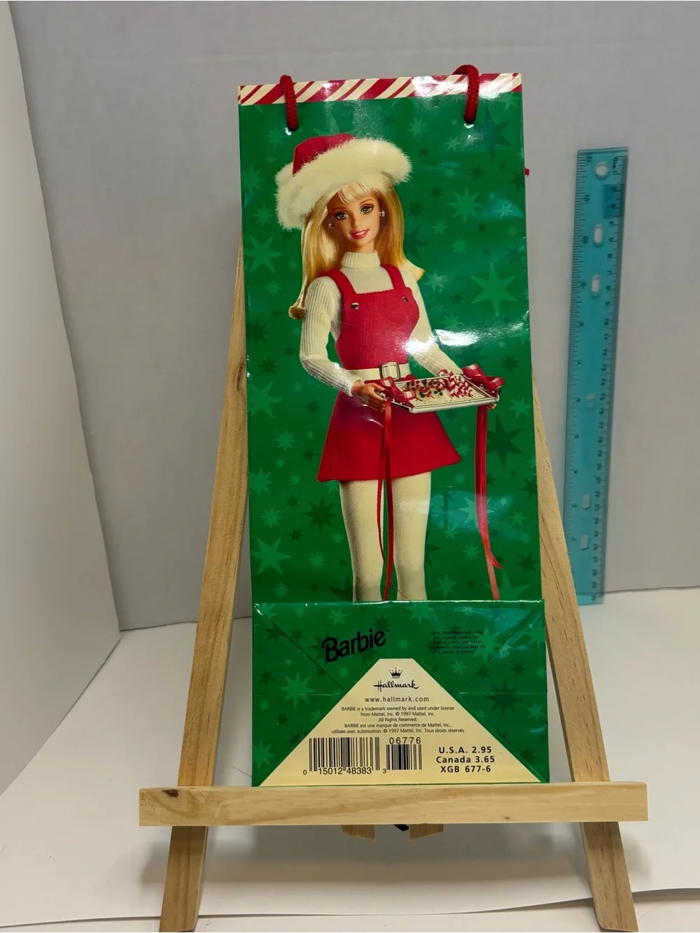 Set of 2 Vintage 1997 Barbie Hallmark Holiday Gift Bags Collectible